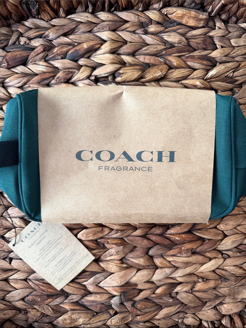 Coach Green Fragrance Pouch with Black Trim
